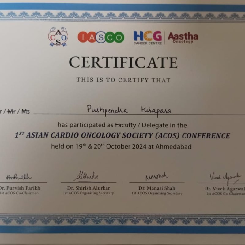 First Asian Cardio Oncology society conference, 19-20 Oct 2024 Ahmedabad